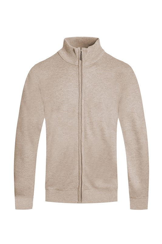 Weiv Mens Solid Full Zip Cardigan