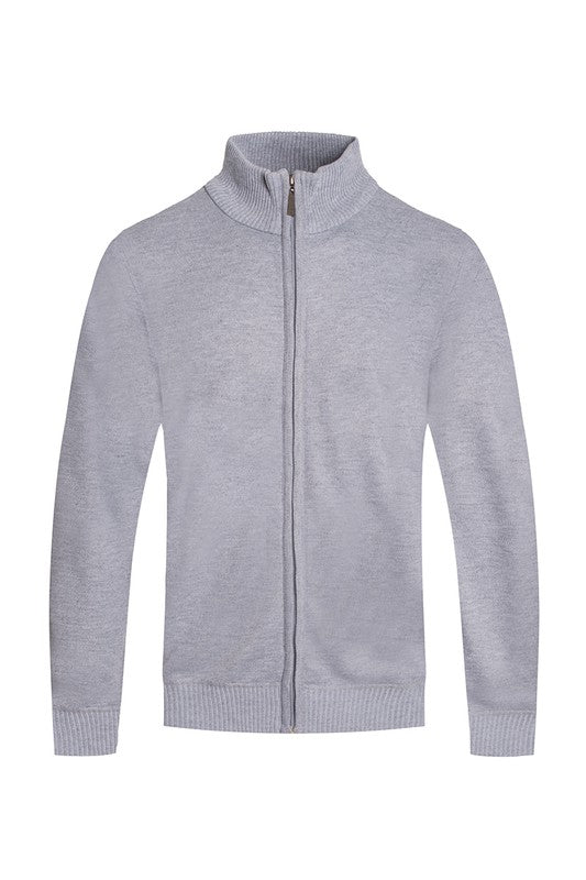 Weiv Mens Solid Full Zip Cardigan