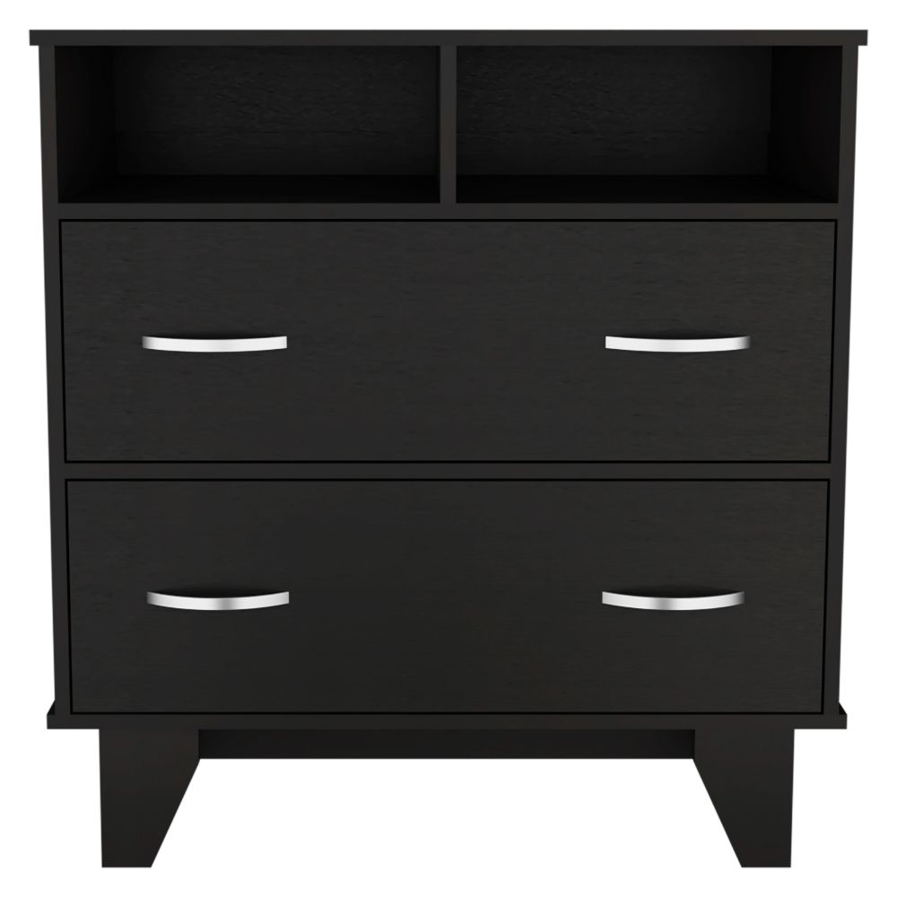 Stamford Double Drawer Dresser, Two Open Shelves, Superior Top