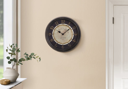 Clocks, 16' Round, Wall Clock, Antique Brown, Transitional