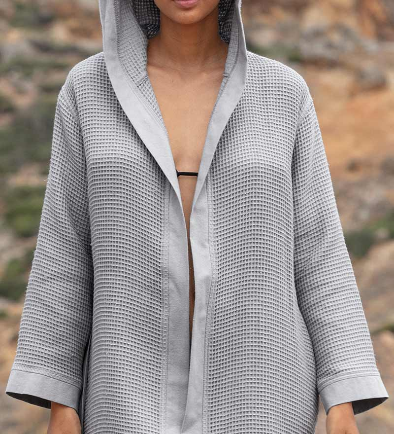 Women's Hooded Turkish Cotton Waffle Robe