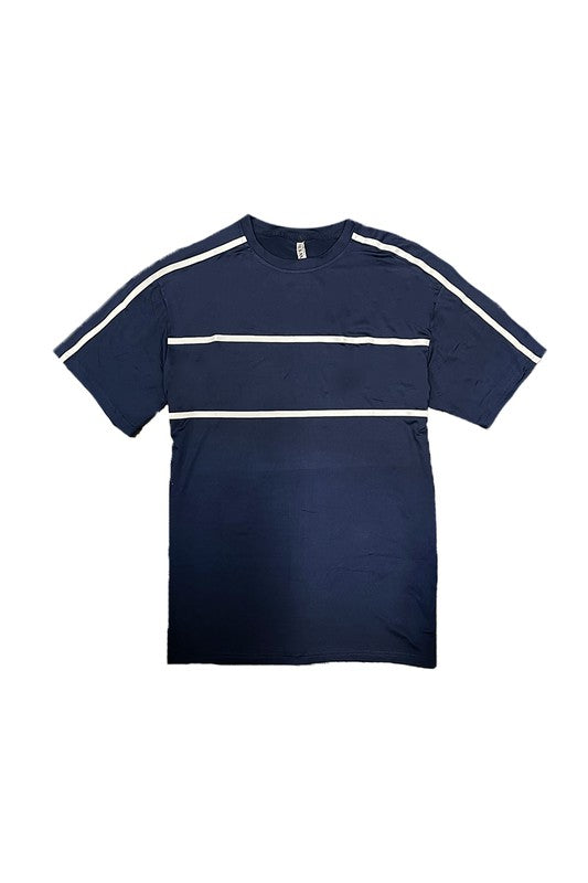 ROUND NECK TAPE STRIPE TSHIRT