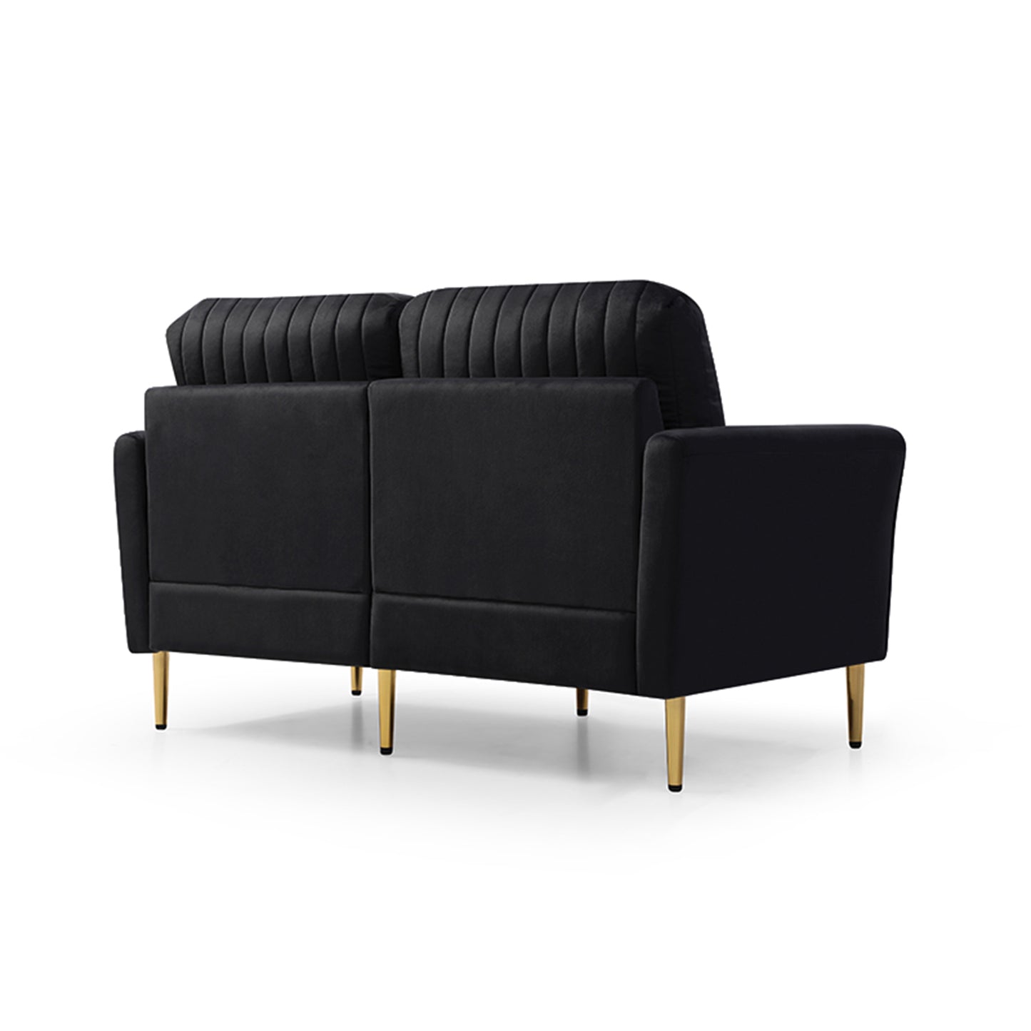 Modern Velvet 2-Seater Sofa, Upholstered Sofa with Metal Legs, 2-Seater Sofa Furniture for Small Spaces, Living Room, Bedroom, Office (Black)