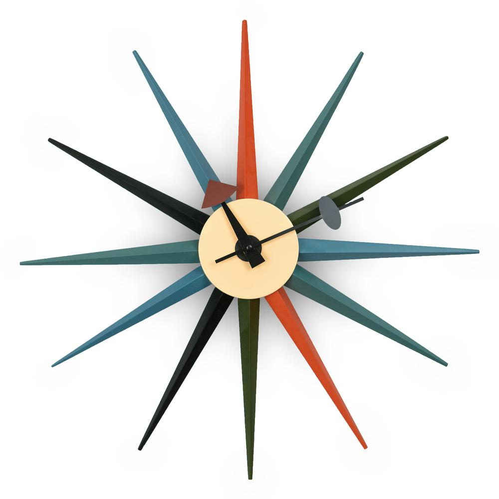 LeisureMod Maxi Modern Design Colorful Star Silent Non-Ticking Wall Clock MCL18BL