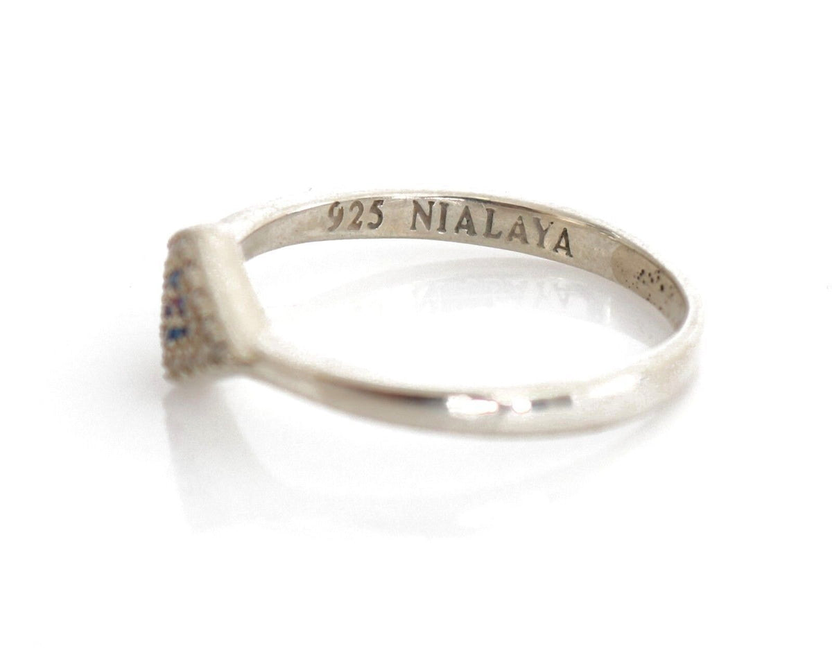 Nialaya Blue Red CZ 925 Silver Womens Clear Ring