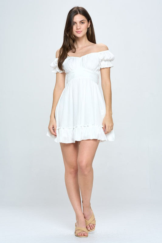 Off Shoulder Ruffle Mini Dress