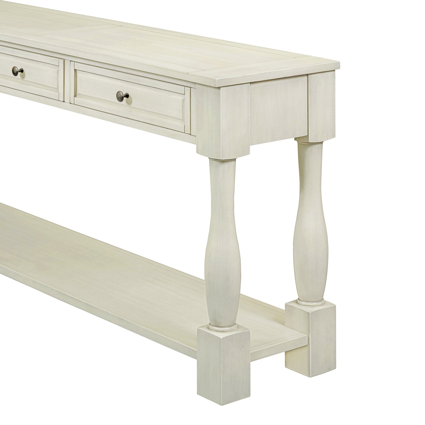 TREXM Console Table 63" Long Console Table with Drawers and Shelf for Entryway, Hallway, Living Room (Antique White, OLD SKU: WF193795AAK)