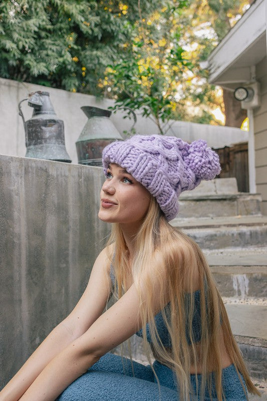 Oversized Chunky Knit Pom Beanie