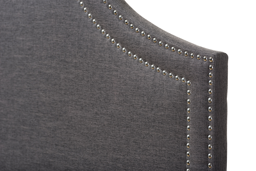 Avignon Modern and Contemporary Dark Grey Fabric Upholstered King Size Headboard
