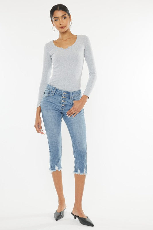 Mid Rise Capri Jean Pants