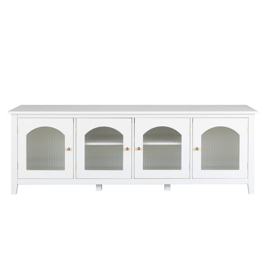 Antique White Stylish TV Cabinet Entertainment Center with Solid Wood Frame and Changhong Glass Door