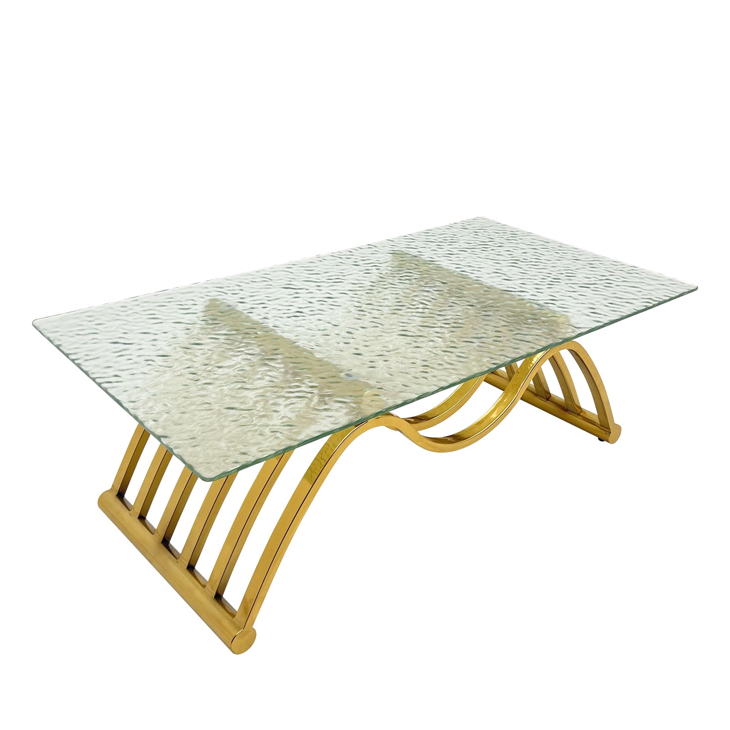 Modern Design GOLD Stainless Steel Frame Coffee Table Water Tempered Glass Coffee Table for Bedroom Living Room