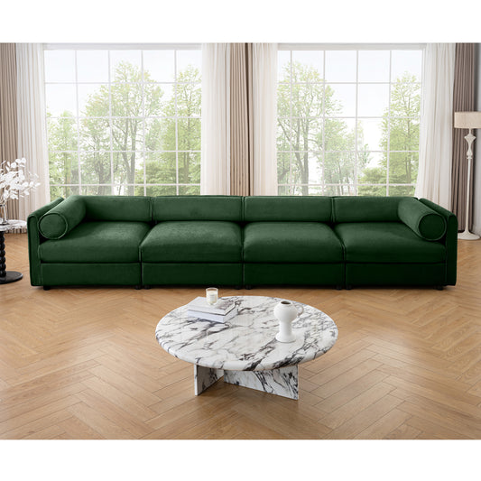 Modular Sectional Sofa with Storage, Cylindrical Backrest and Armrests Deep Comfortable Seating,Durable and Supportive for Living Room,4 Seat Sofa,Green