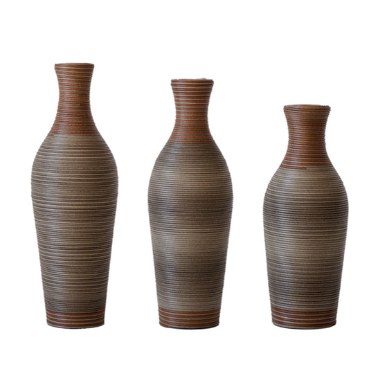 Desktop Vase, Brown Decorative Floor Vase, Classic and Neat Floor Vase, High Independent Flower Stand, Artificial Vine Vase, PVC Floor Vase, Home Decoration Flower Stand Set of 3 pieces