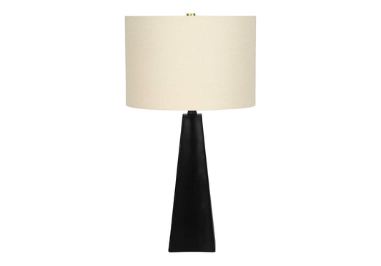 Lighting, 27'h, Table Lamp, Black Resin, Beige Shade, Modern
