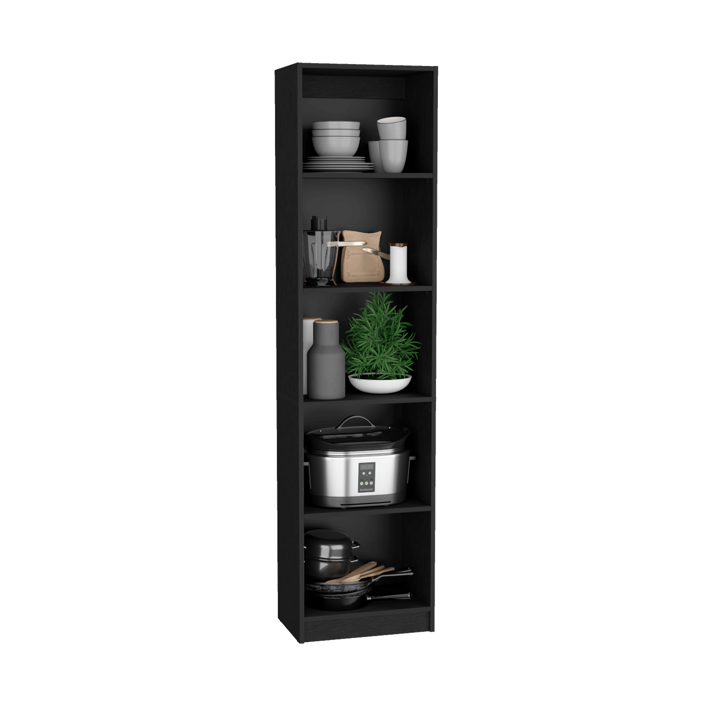 2 Piece Bookcase Living Room Set,  Storage Cabinet, 42" Wide and 9 Shelves Black