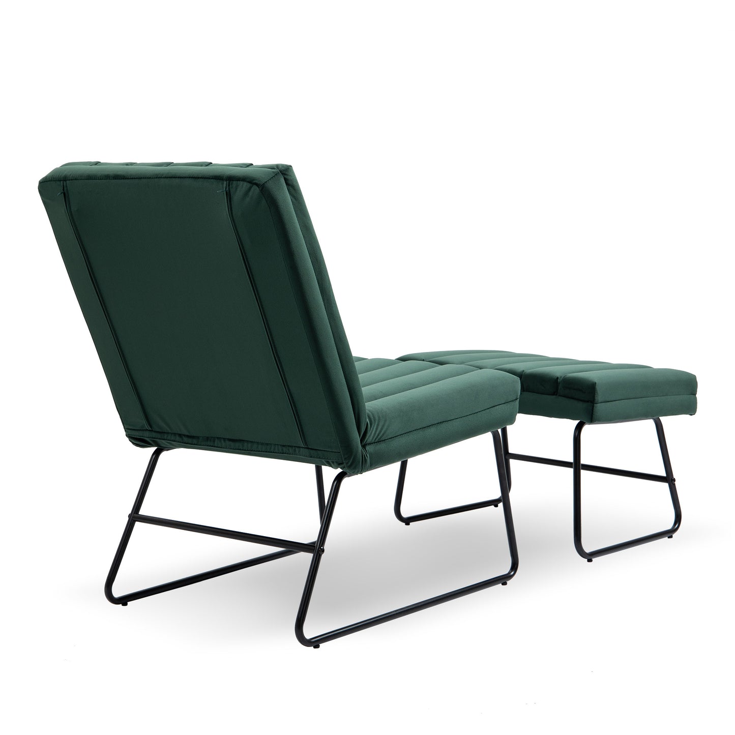 Green Modern Lazy Lounge Chair, Contemporary Single Leisure Upholstered Sofa Chair Set