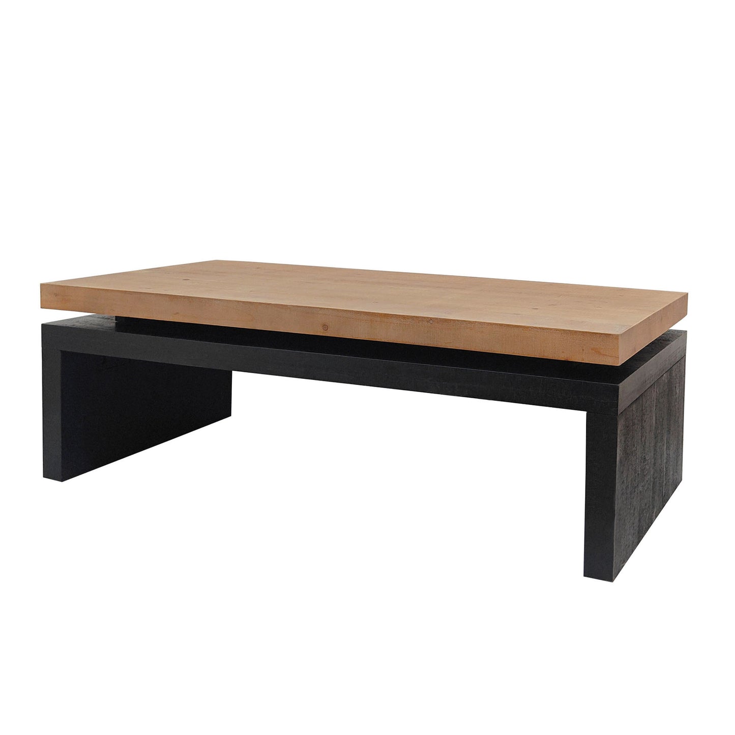 Black and Natural Wood Living Room Table Versatile Coffee Table 2-Tiered Wood Tabletop Table 47.6" L * 23.6" W * 16.3" H