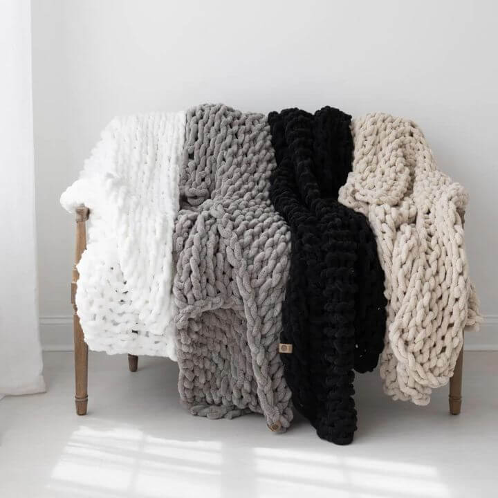 Infinite Chunky Knit Blanket|Minky|Big|Sand