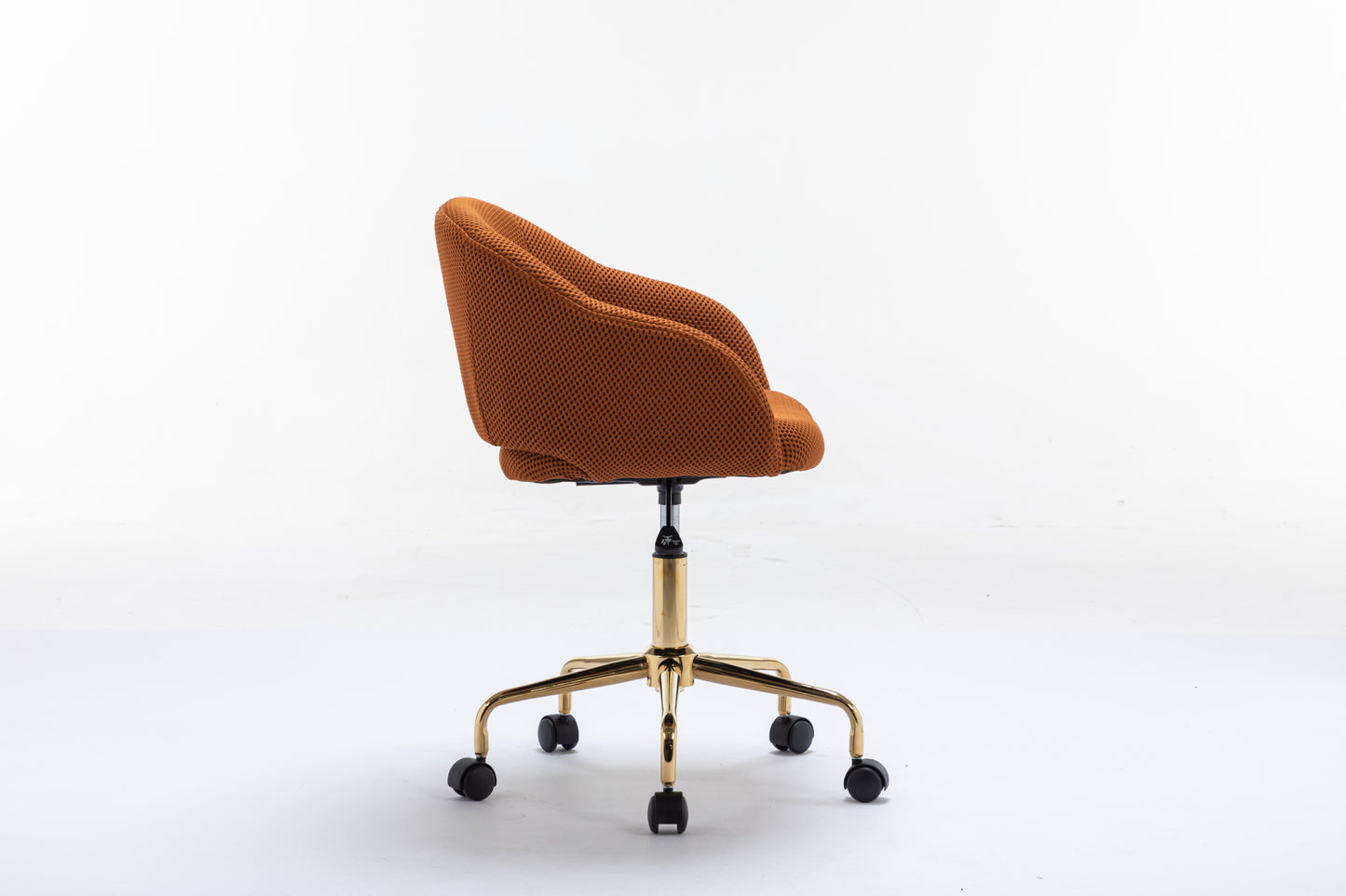 047-Mesh Fabric Home Office 360°Swivel Chair Adjustable Height With Gold Metal Base,Caramel