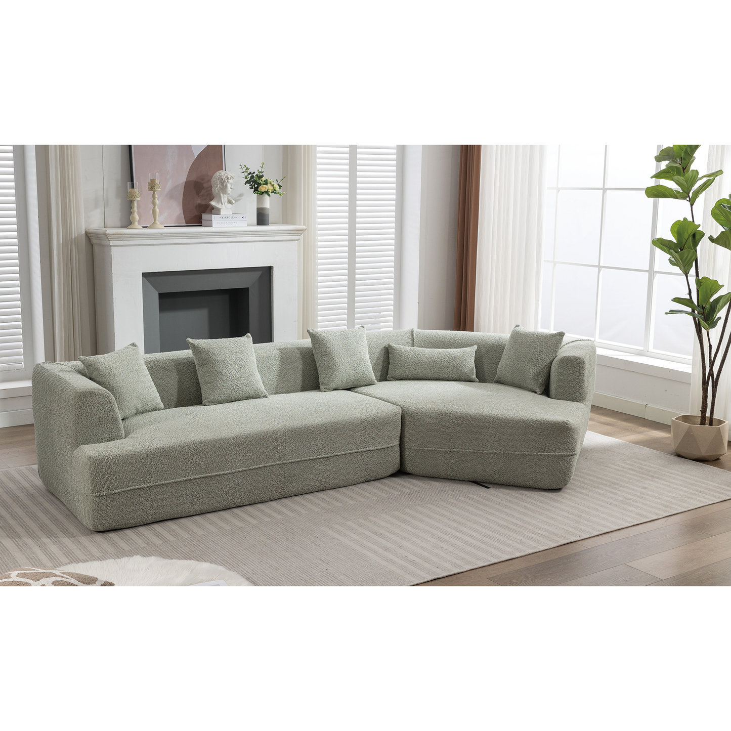 Modular sofa , modern minimalist style sofa,  upholstered ,  free combination, round fiber fabric, anti-wrinkle fabric,Dimension extension,Green