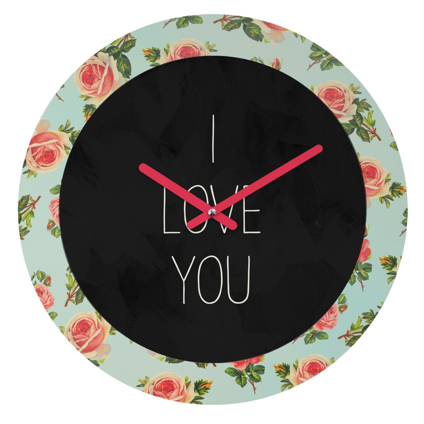 I LOVE YOU FLORAL WALL CLOCK