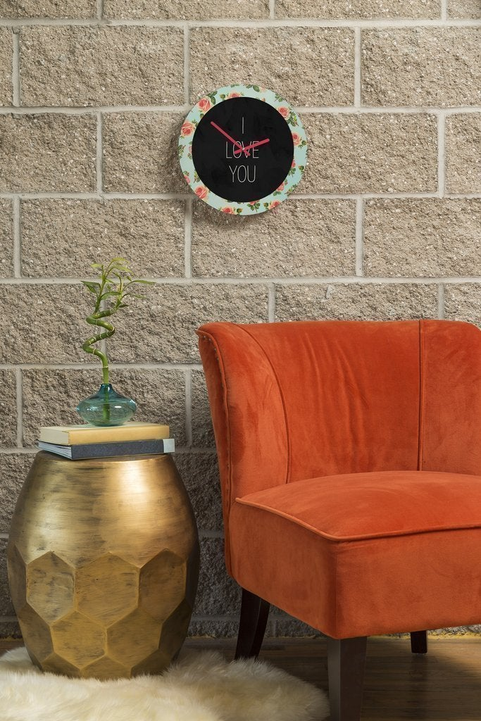 I LOVE YOU FLORAL WALL CLOCK