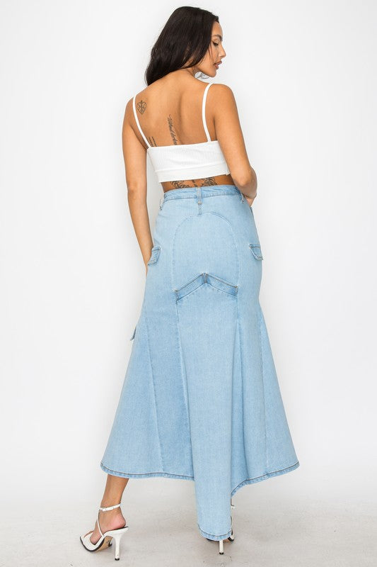 HI-LO DENIM SKIRT LIGHT