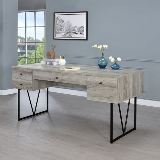 Sonoma Grey Driftwood 4-Drawer Writing Desk