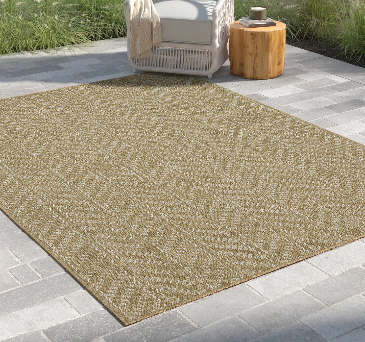 Earth GC_NTL1014 Jute/White 2 ft. 7 in. x 7 ft. 3 in. Indoor/Outdoor Area Rug