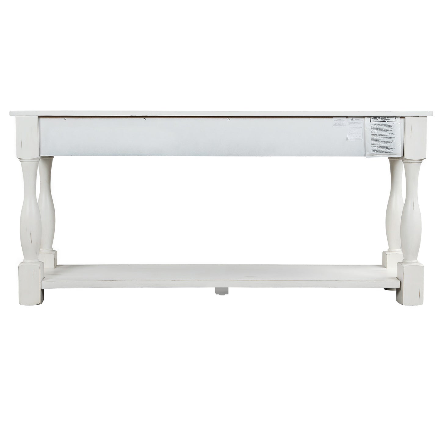 TREXM Console Table 64" Long Sofa Table Easy Assembly with Drawers and Shelf for Entryway, Hallway, Living Room (Antique White)