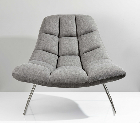 "40"" Gray And Silver Linen Tufted Butterfly Chair"