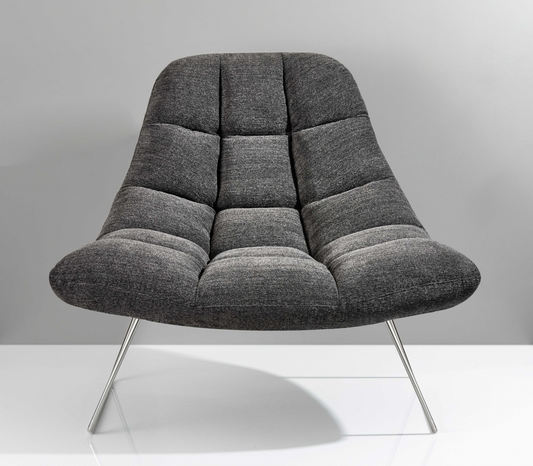 "40"" Gray And Silver Linen Tufted Butterfly Chair"