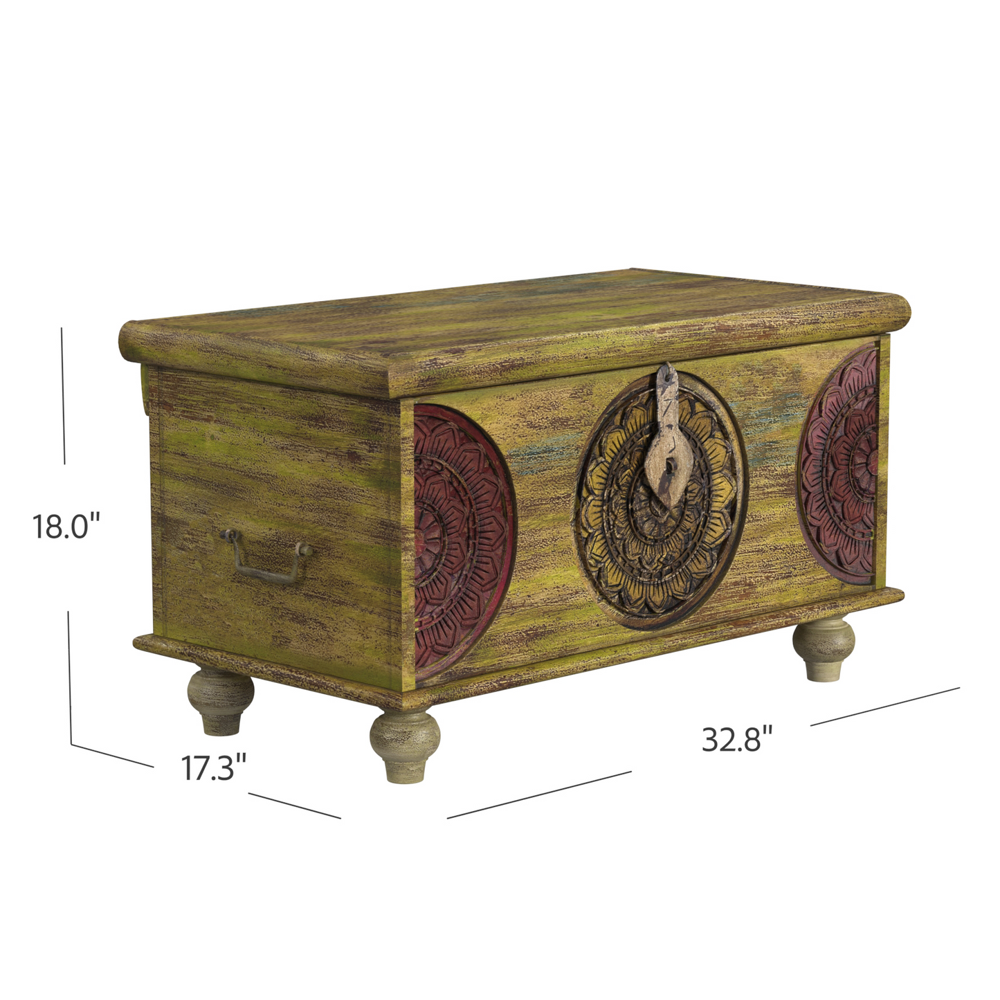 "Mesa Carved Wooden Trunk Coffee Table"