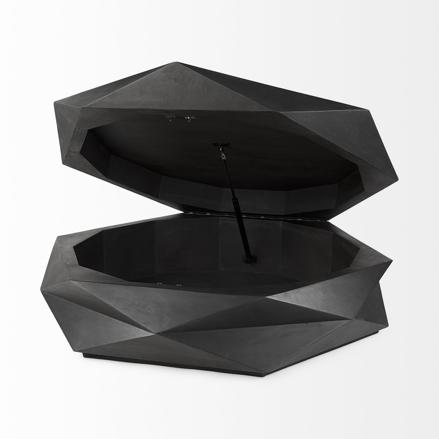 "Mod Geometric Black Solid Wood Coffee Table"