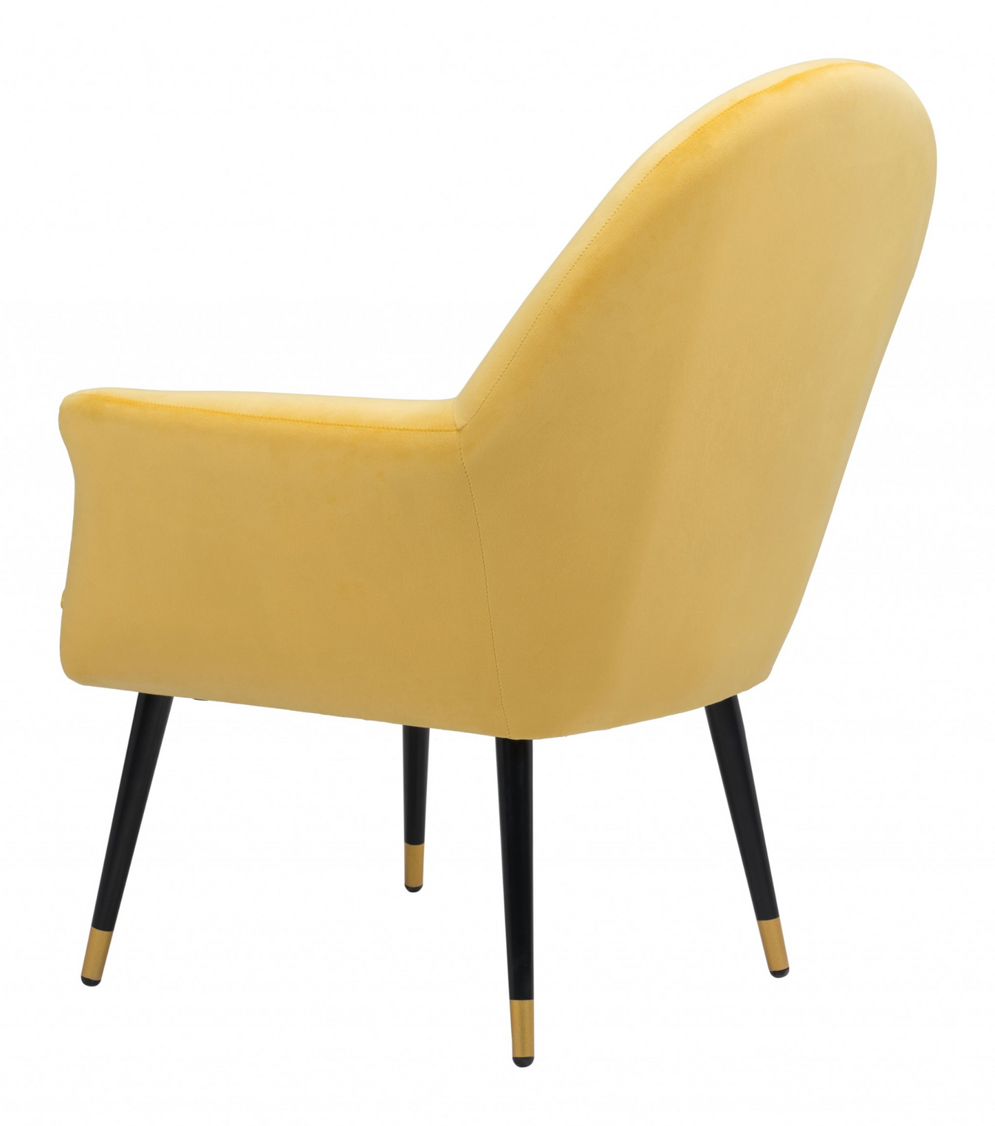 "30"" Yellow And Gold Velvet Arm Chair"