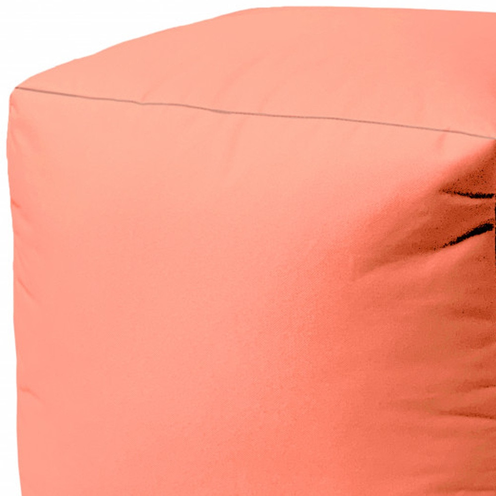 "17"" Cool Flamingo Coral Solid Color Indoor Outdoor Pouf Ottoman"