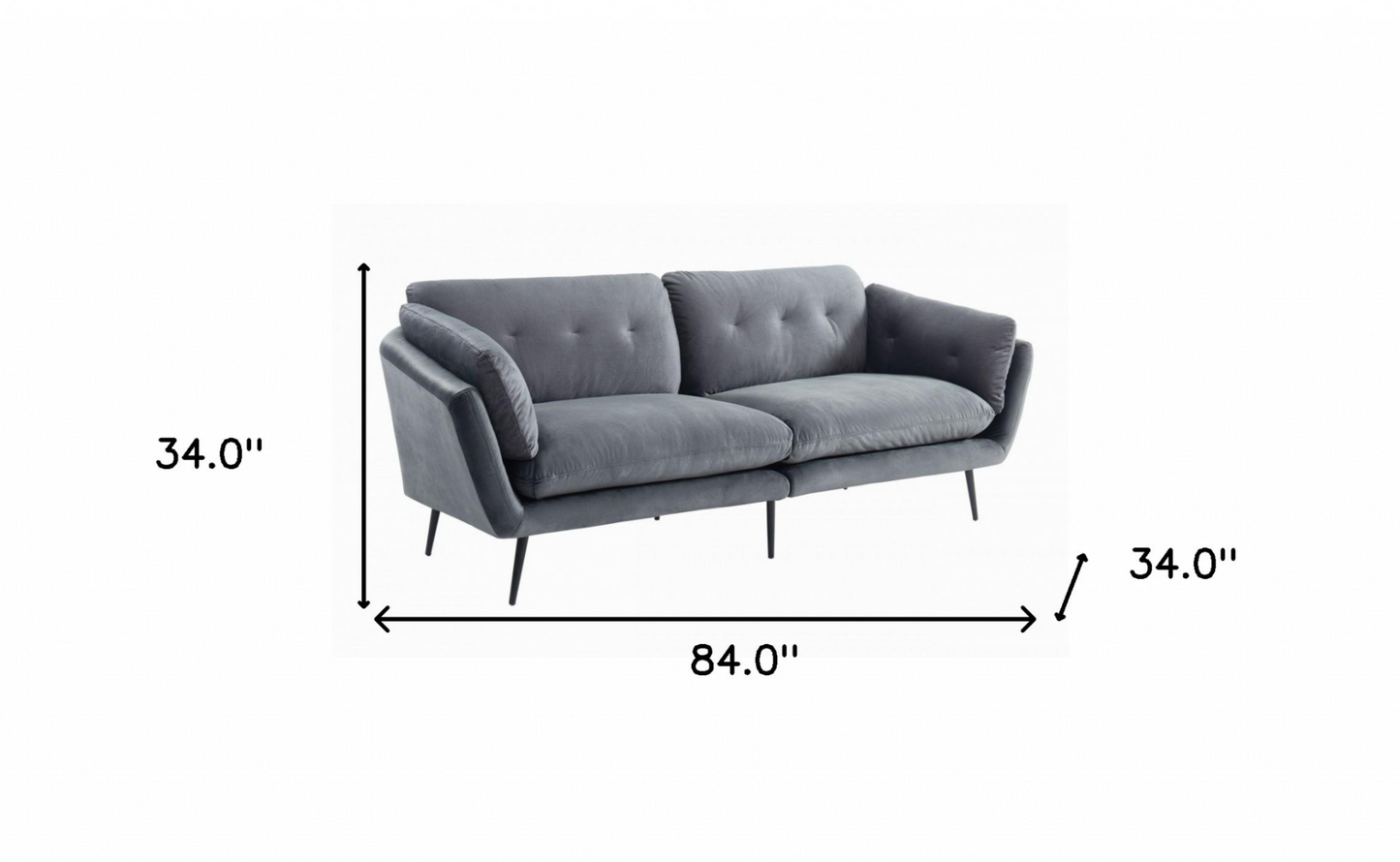 "84"" Dark Grey And Black Sofa"