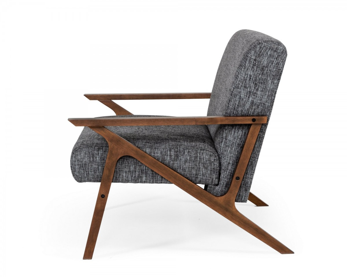 "24"" Grey And Walnut Solid Color Arm Chair"