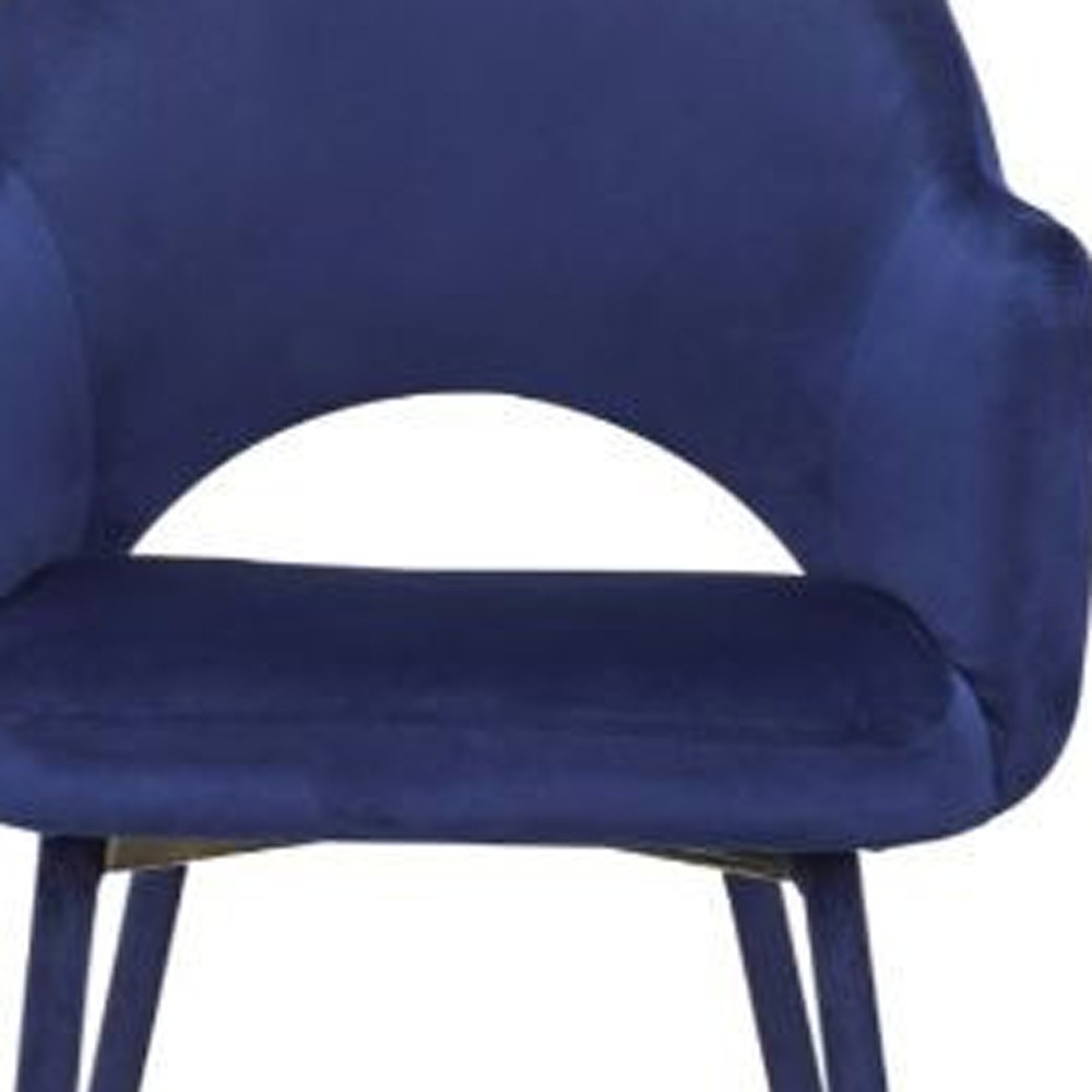 "22"" Ocean Blue Velvet And Gold Solid Color Parsons Chair"