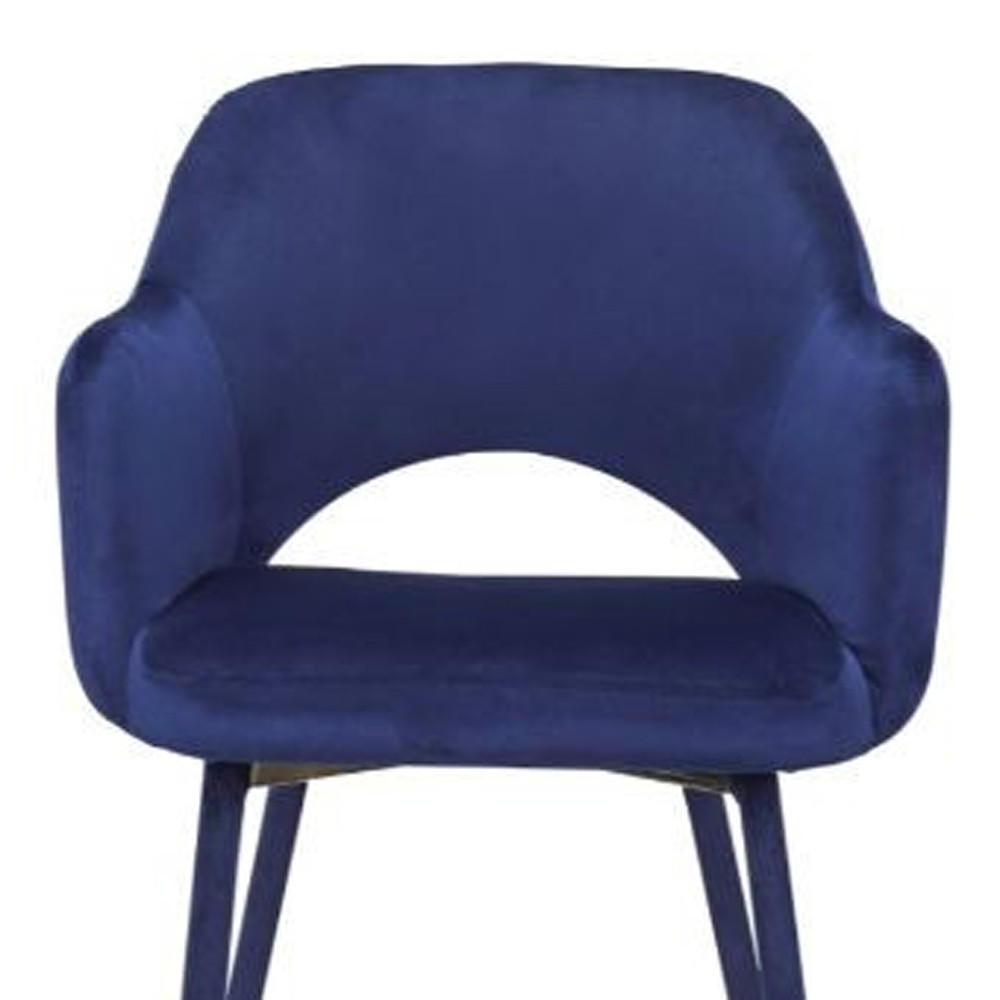 "22"" Ocean Blue Velvet And Gold Solid Color Parsons Chair"