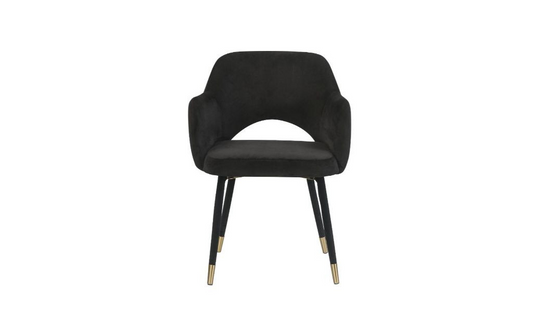 "22"" Black Velvet And Gold Solid Color Parsons Chair"