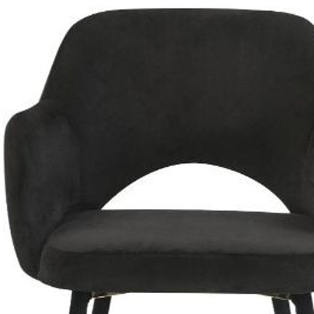 "22"" Black Velvet And Gold Solid Color Parsons Chair"