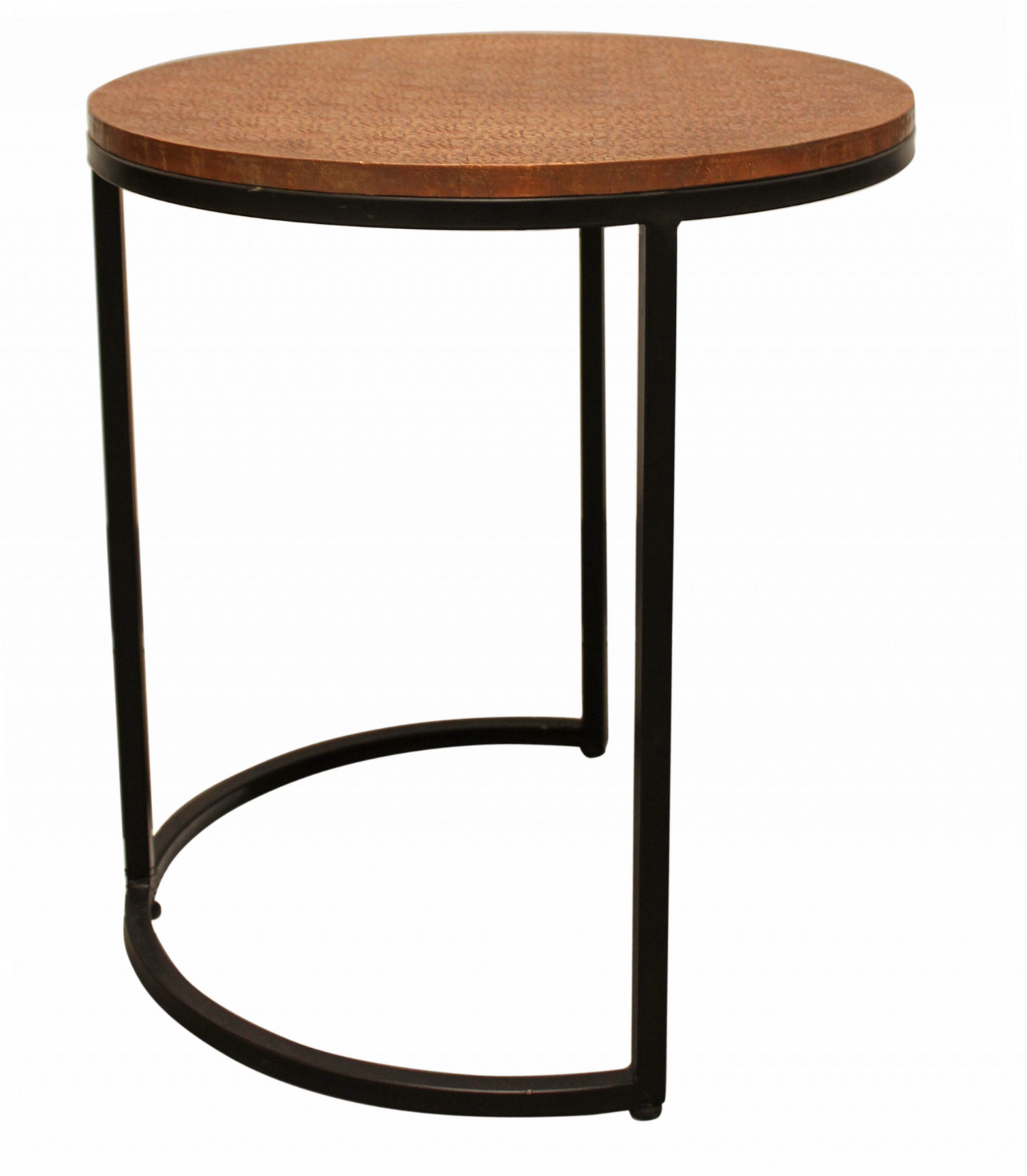 "Set Of Three 19"" Black And Copper Round Nested Tables"