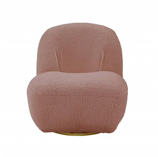 "32"" Pink Sherpa Solid Color Swivel Slipper Chair"