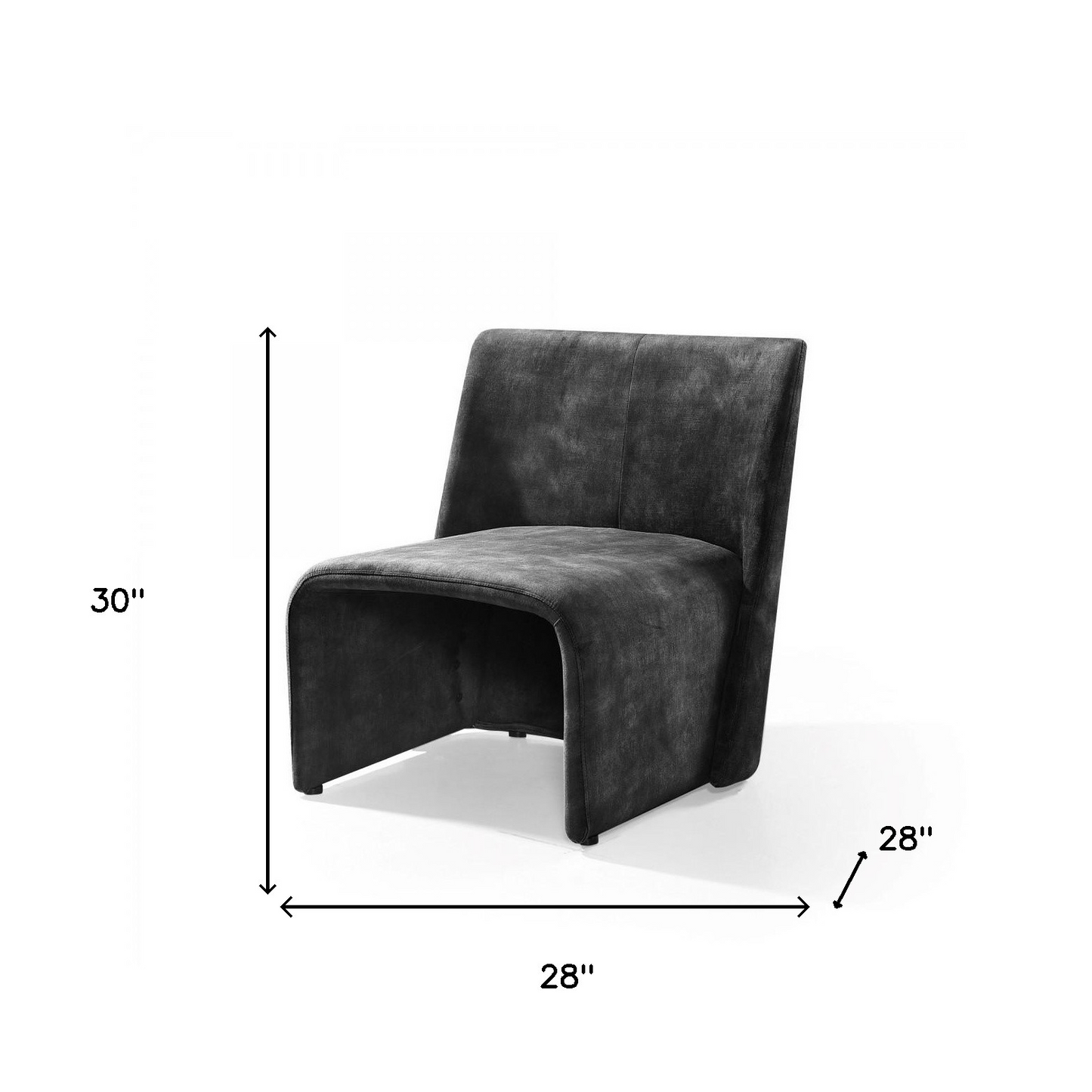 "28"" Dark Grey Velvet Solid Color Side Chair"