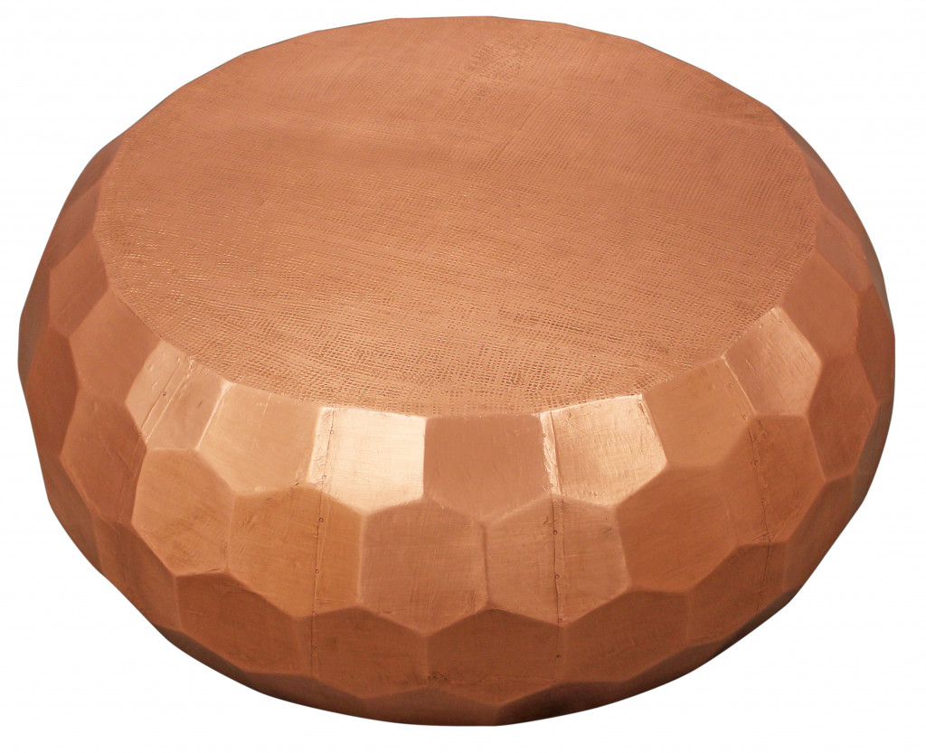 "28"" Rustic Copper Brass Hexagon Coffee Table"