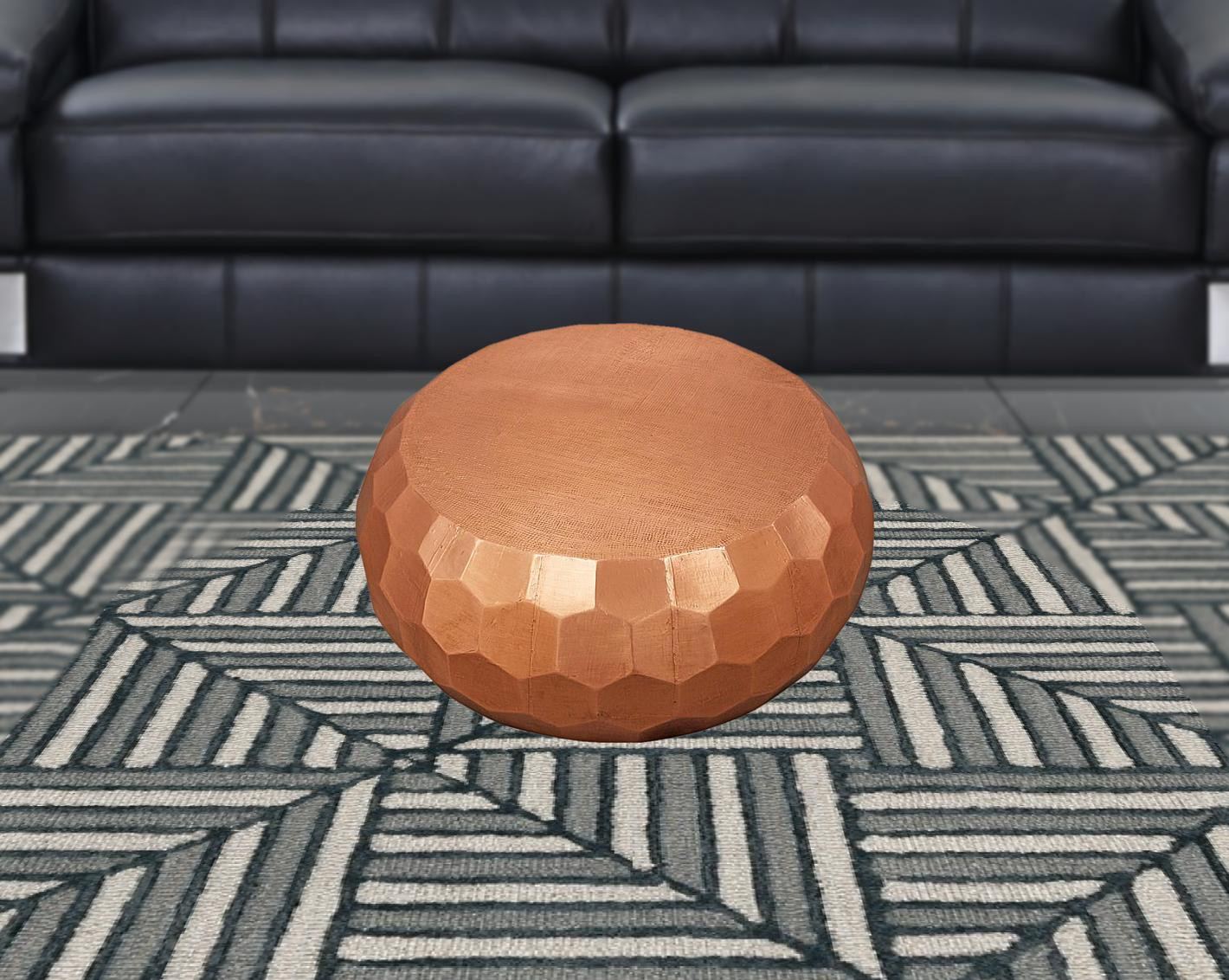 "28"" Rustic Copper Brass Hexagon Coffee Table"