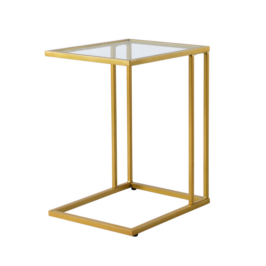 "25"" Gold And Clear Glass Square End Table"