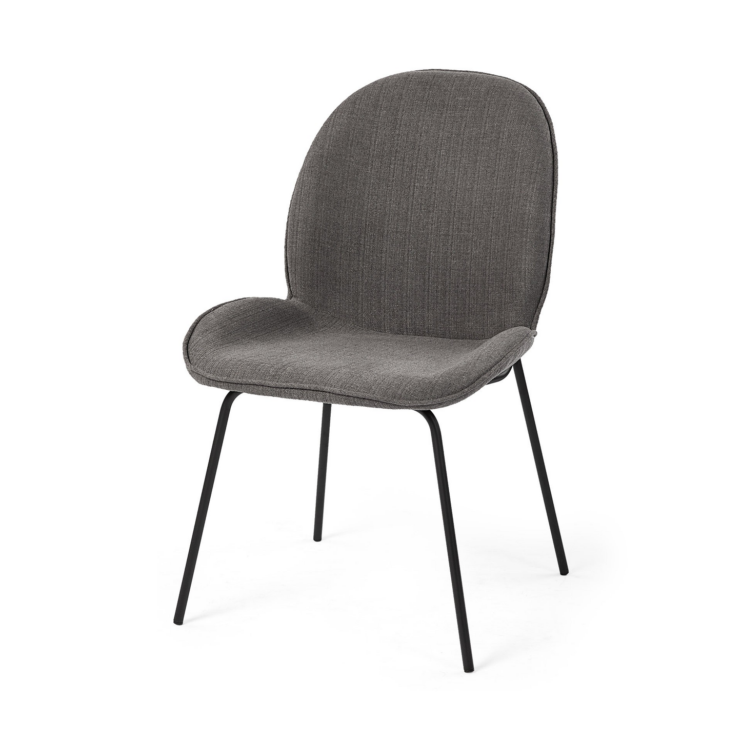 "Set Of Two Gray And Black Upholstered Fabric Side Chairs"